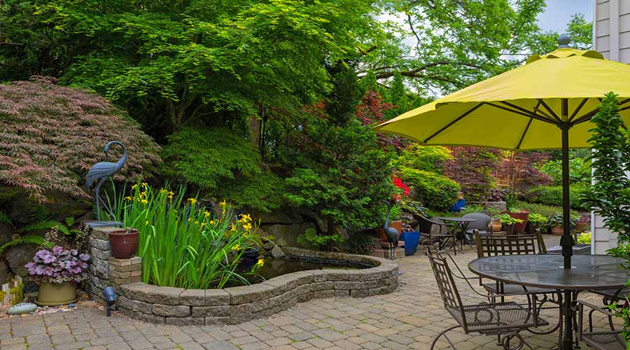 Paver Patio Garden Pond Lg
